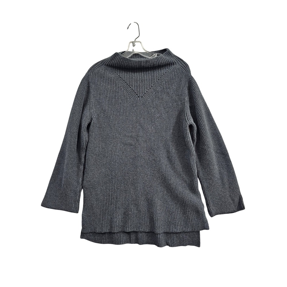 Pact Ribbed Mock Neck Sweater Womens Medium Charcoal Gray 100% Organic Cotton